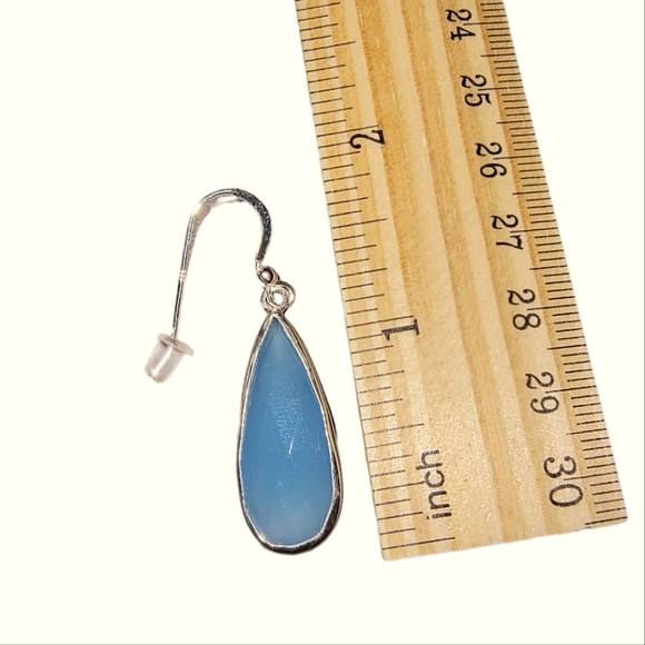 Blue Chalcedony & Sterling Silver Drop Earrings - Picture 5 of 8